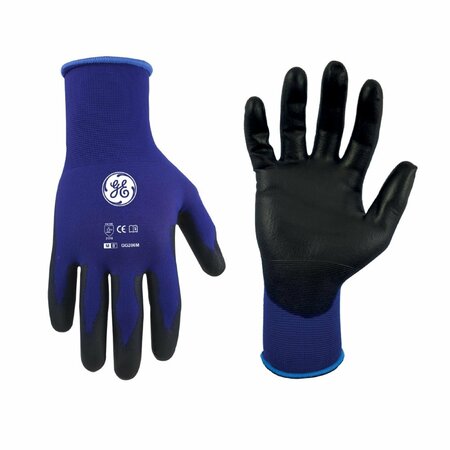 GE Polyurethane Coated General Purpose Gloves, 18 Gauge, BLU/BLK, MED, 1/PR GG206MC